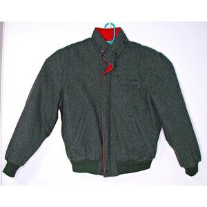 Mens Members Only Wool Coat Jacket Gray Red Trim Sherpa Lined Zip Front Sz 40 M